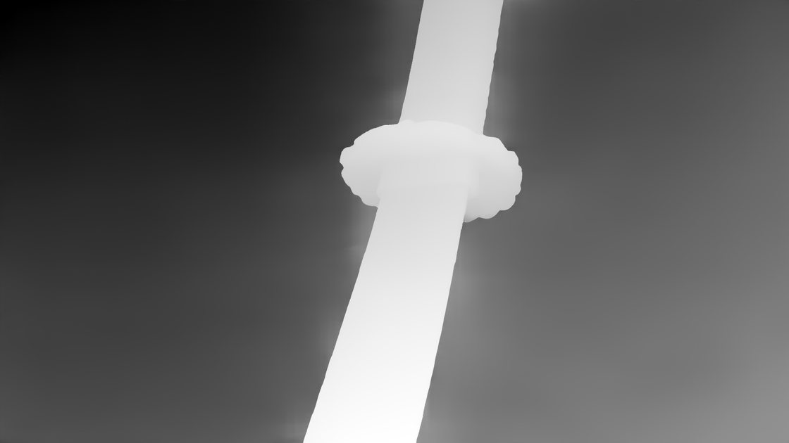 Depth map of the same photo, near is white